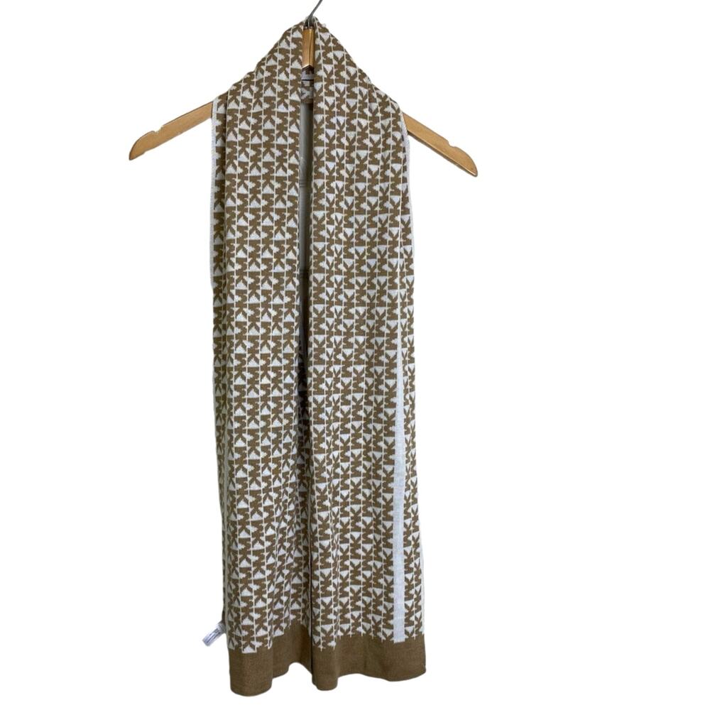 Designer Michael Kors Gold and Cream Reversible Unisex Scarf NEW OS